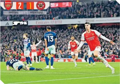  ?? ?? Kai Havertz (29) logró el tanto de la victoria que catapulta al Arsenal a la punta de la Premier League.