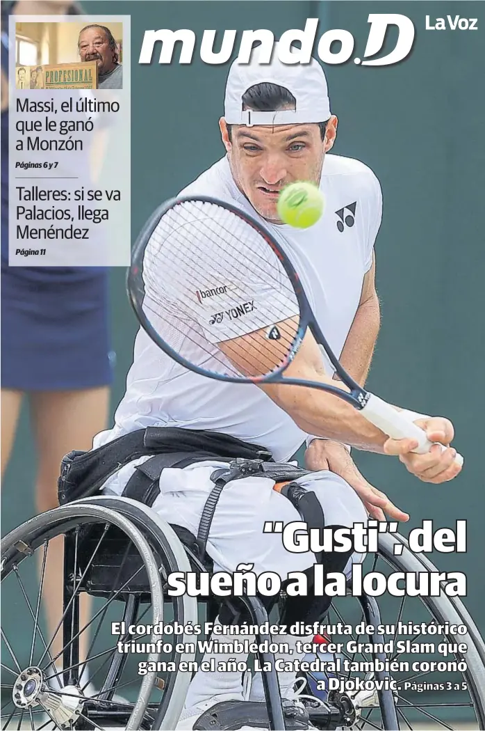  ?? (AP) ?? Golpe riotercere­nse. Gustavo Fernández venía de consagrars­e en el abierto australian­o y en Roland Garros, y ayer festejó en Londres tras derrotar en la final al japonés Shingo Kunieda.