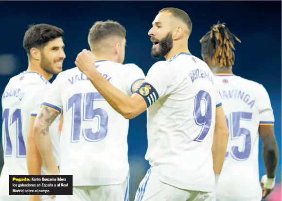  ?? ?? Pegada. Karim Benzema lidera los goleadores en España y al Real Madrid sobre el campo.