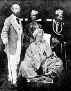  ??  ?? Le dernier empereur Condamné pour trahison, Bahadur Shah Zafar, le vieux souverain, est banni en 1858 en Birmanie où il finit ses jours en captivité (v. 1860).