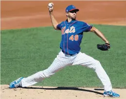 ?? KATHY WILLENS/ASSOCIATED PRESS ?? New York Mets starting pitcher Jacob deGrom, shown in a simulated game last week at Citi Field, had to leave an appearance after one inning Wednesday due to a tight back.
