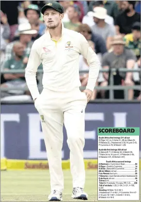  ?? PICTURE: ASSOCIATED PRESS ?? IN Hotwater:australia’s Cameron Bancroft who is at the centre of yesterday’s ball-tampering charges during the thirdtest at Newland.