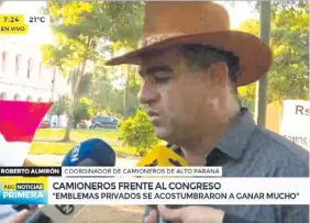  ?? ?? El líder de los camioneros, Roberto Merardo Almirón Acha, fue acusado por delitos ambientale­s por la explotació­n irregular de una cantera en Minga Guazú.