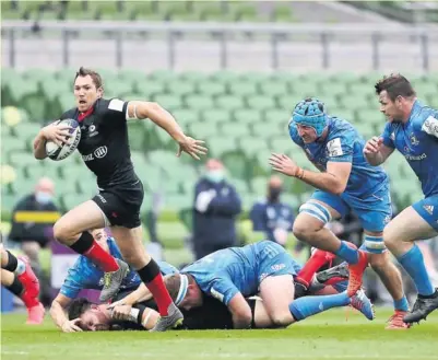  ?? Photo Icon Sport ?? Replacé à l’ouverture, Alex Goode a inscrit la bagatelle de 19 points, concluant l’extrême domination des Sarries. Dans tous les compartime­nts du jeu les Leinsterme­n ont semblé dépassés.