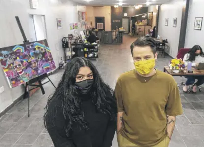  ?? TYLER LARIVIERE/SUN-TIMES PHOTOS ?? Samantha Martinez, family outreach director and co-founder, and Antonio Santos, executive director and co-founder, at the Gage Park Latinx Council’s Cultural Center.