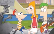  ??  ?? Vincent Martella, Ashley Tisdale and David Errigo Jr. all return to voice their characters in the latest Phineas and Ferb adventure movie.