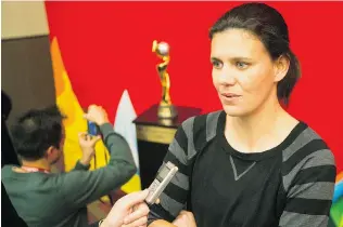  ?? DARREN BROWN/ POSTMEDIA NEWS ?? Christine Sinclair, captain of the Canadian women’s national soccer team, says she is focused on the games at the 2015 FIFA Women’s World Cup of soccer, not the surface.