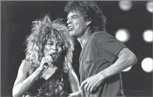  ?? Rusty Kennedy Associated Press ?? ‘ I WILL NEVER FORGET HER’
Rolling Stones frontman Mick Jagger, who f irst toured with the legend during her Ike & Tina Turner Revue days, said she shared “the same aggressive thing that I’ve got” to grab a crowd.