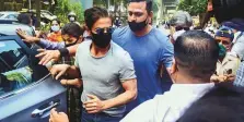  ?? PTI ?? Shah Rukh Khan leaves Arthur Road Jail after visiting his son Aryan yesterday. He spoke to him through intercom.