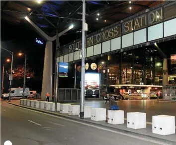  ?? PHOTO: NICOLE GARMSTON ?? MORE TO COME: Concrete bollards have been installed at Spencer Street’s Southern Cross Station and other busy locations in Melbourne.