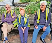  ?? ?? ●●Civic Pride Rossendale volunteers Roger Shuttlewor­th, Lynn and Duncan Smith admiring the new view from Riverside Walk