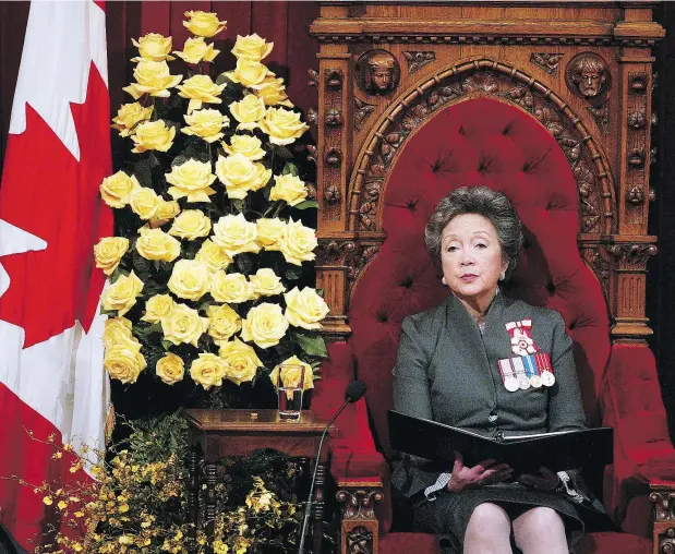  ?? — JEAN LEVAC FILES ?? ‘The existence of this program has never been secret,’ former governor general Adrienne Clarkson wrote of the federal government’s lifetime expense program for former governors general in an op-ed to The Globe and Mail.