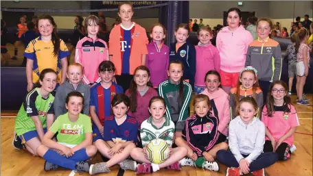  ?? Photo by Michelle Cooper Galvin. ?? Some of the members of MEK Soccer Club’s newly formed and hugely popular Girls’ Academy who attended the club’s family fun day at Milltown Community Centre on Sunday.