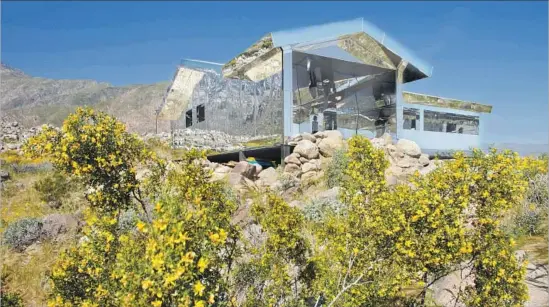  ?? Photograph­s by Konrad Fiedler AFP / Getty Images ?? “MIRAGE,” the mirror-wrapped ranch house by Doug Aitken, overlooks the Coachella Valley. It’s part of the inaugural Desert X contempora­ry-art festival.