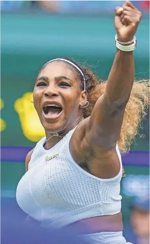  ?? SUSAN MULLANE/USA TODAY SPORTS ?? With Tuesday’s victory, Serena Williams is two match wins away from her eighth Wimbledon title and 24th Grand Slam title.