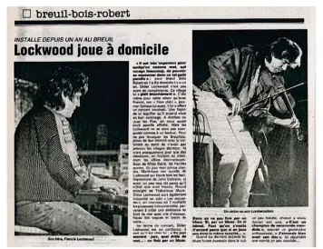  ??  ?? L’article paru dans le Courrier de Mantes après le concert. À droite, Didier Lockwood, à gauche, son frère.