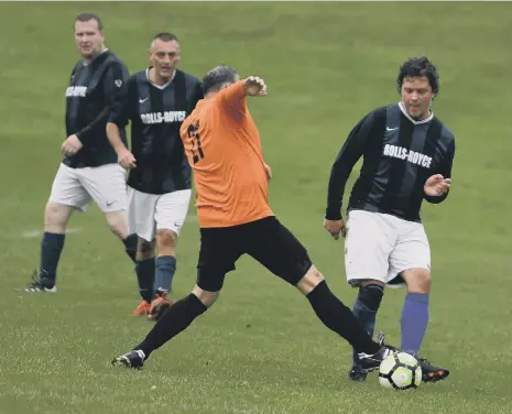  ??  ?? Rolls-Royce Over-40s in action against Redcar Newmarket at Silksworth Sports Complex last Saturday.