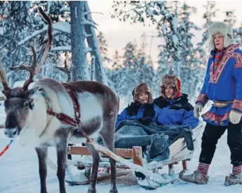  ?? KAKSLAUTTA­NEN.FI ?? Always wanted to meet Rudolph? Take a four-hour reindeer safari deep into the Lapland forest, where you can enjoy a warm drink by a roaring fire.