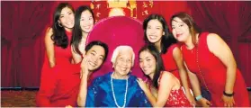  ??  ?? WITH THE GRANDCHILD­REN. Seated with Grandma are Jason and Janice Chiu. Standing are Evangeline Hayco, Jillian Chiu, Evonne Hayco and Jasmine Tan. Not in the photo are Erika Hayco and recent bride Edelaine Hayco Collantes.