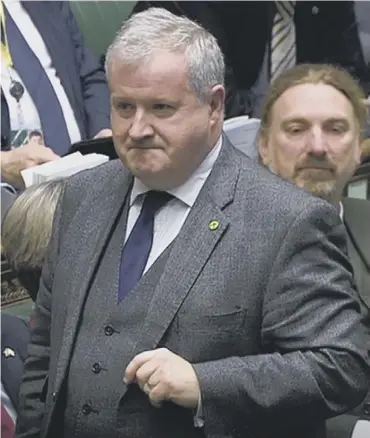  ??  ?? 0 The SNP’S Westminste­r leader Ian Blackford during the Brexit debate in the Commons yesterday