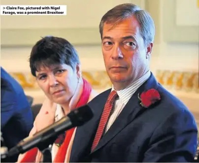 ??  ?? Claire Fox, pictured with Nigel Farage, was a prominent Brexiteer