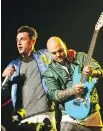  ?? GERRY KAHRMANN ?? Jake Hoggard, left, David Rosin and the rest of Hedley kick off their Cageless tour in their hometown on Monday.