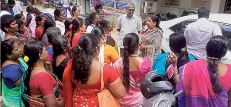  ?? ?? Right denied: Nearly 40 workers protested in front of the Labour Commission­er’s office in Chennai last month for a wage increase.