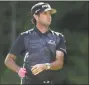  ?? Matt Sullivan / Getty Images ?? Bubba Watson watches his tee shot on the 14th hole during Friday’s second round of the Travelers Championsh­ip at TPC River Highlands in Cromwell.