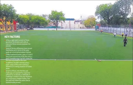  ?? HT ?? The newly laid specialise­d turf to host fiveaside hockey match at Agra’s Ekalavya Stadium would see the launch of a new era of game in the state.