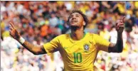  ?? ANDREW YATES / REUTERS ?? Neymar celebrates his goal in Sunday’s 2-0 win over Croatia.