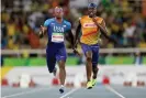 ??  ?? David Brown, with guide Jerome Avery, competes at the Rio Paralympic­s in 2016. Photograph: Matthew Stockman/Getty Images