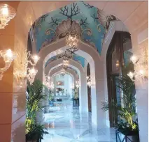  ?? MICHAEL McCARTHY ?? The marble-tiled entrance to the Royal Suite at The Palm in Dubai has more square footage than the average home.