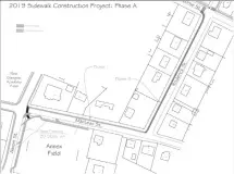  ?? CONTRIBUTE­D ?? Constructi­on ongoing on Albert Street in New Glasgow will create more parking spaces as well as sidewalks. This diagram shows the scope of the work.