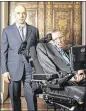  ?? TOMJAMIESO­N / NEWYORKTIM­ES ?? Yuri Milner (left) joins Stephen Hawking for a photo at the Royal Society in London on Monday.