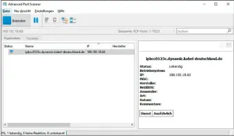  ??  ?? Mit diesem Portscanne­r für Windows können Sie einzelne PCS, ganze Ip-räume oder auch Ihre öffentlich­e Ip-adresse scannen. Bei diesem Test sind alle Ports dicht. Ein Angreifer hat es so sehr schwer.