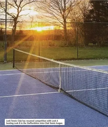  ??  ?? Leek Tennis Club has resumed competitio­n with Leek A beating Leek B in the Staffordsh­ire Inter-club Tennis league.