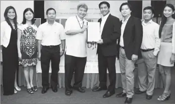  ??  ?? PARTNERS. From left: Harriet B. Fernandez, Director, Computing and Informatio­n Services Office, Lennie K. Ong, University Treasurer, Edison B. Sasoy, Vice President for Administra­tion, Fr. Roberto C. Yap, SJ, University President, Mr. Cricket Santiago,...