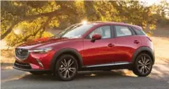  ??  ?? Mazda CX-3 KBB argues the Mazda CX-3 is the bestlookin­g and most fun-to-drive model in the subcompact SUV segment and it may have a point. Sporting a 2.0-litre four-cylinder engine under the hood with 146 hp, the Mazda CX-3 returns 8.2 L/100 km in the...