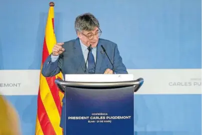  ?? Foto: E.P. ?? Carles Puigdemont, el pasado 21 de marzo, cuando anunció su candidatur­a.