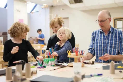  ??  ?? With the Y’s child-care services, Liz Forsberg was able to earn a master’s degree. The family, with children from left, Freya, 6, Linnaea, 4, and Elias, 10, and hus