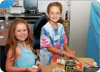  ??  ?? Jordyn Collins, left, and Logan Smith enjoy Council Rockís Camp Invention.