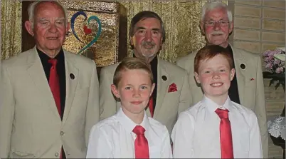  ??  ?? Owen Rafferty introduced three members of the former St Peter’s Boys Choir from sixty years ago, which included himself along with Tom Murphy and Jim Reynolds to sing “Ecce Panis Angelorum” who were joined by two of the present Drogheda Boys Choir,...