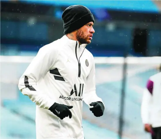  ?? PSG ?? Neymar, en la sesión de trabajo de ayer del Paris Saint Germain en el Etihad Stadium