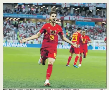  ?? FOTO: AP ?? Adnan Januzaj celebró de esta forma su priemr gol con la selección absoluta de Bélgica