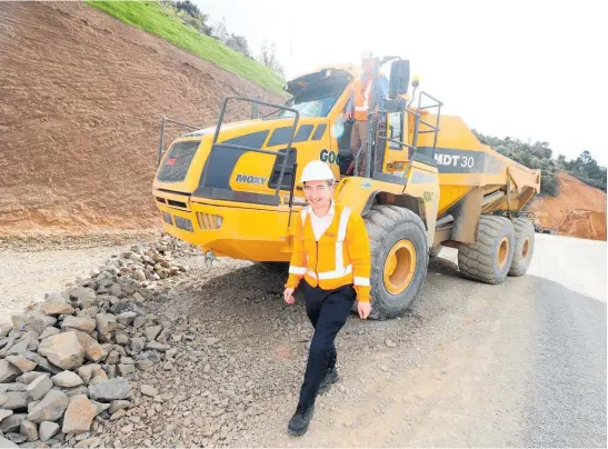  ?? ?? Excavators at work near Waterfall Corner as part of roading resilience work under way in the Brynderwyn Hills.