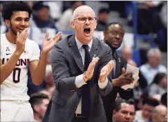  ?? Jessica Hill / Associated Press ?? UConn coach Dan Hurley and the Huskies could host a pair of in-state opponents this season.