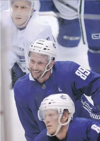  ?? NICK PROCAYLO ?? Sam Gagner, seen during the Vancouver Canucks’ training camp at Rogers Arena on Wednesday, says that his flexible game allows him “to slot in anywhere to help the team out” over the course of a season.