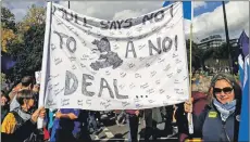  ??  ?? The banner containing the signatures of Mull residents.