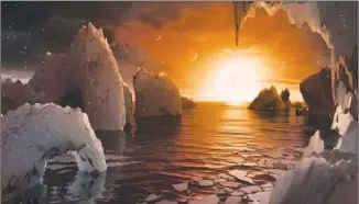  ?? The Associated Press ?? This image provided by NASA/JPL-Caltech shows an artist’s conception of what the surface of the exoplanet Trappist-1f may look like, based on available data about its diameter, mass and distances from the host star.