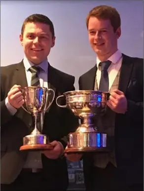  ??  ?? Andy Hayes at the Triton Showers national prizegivin­g 2019 with Josh Moffett.